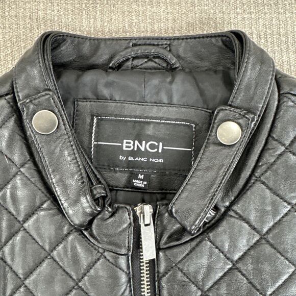 BNCI by blanc noir Faux Leather Motorcycle Jacket Grunge Biker Black Medium - Picture 6 of 8